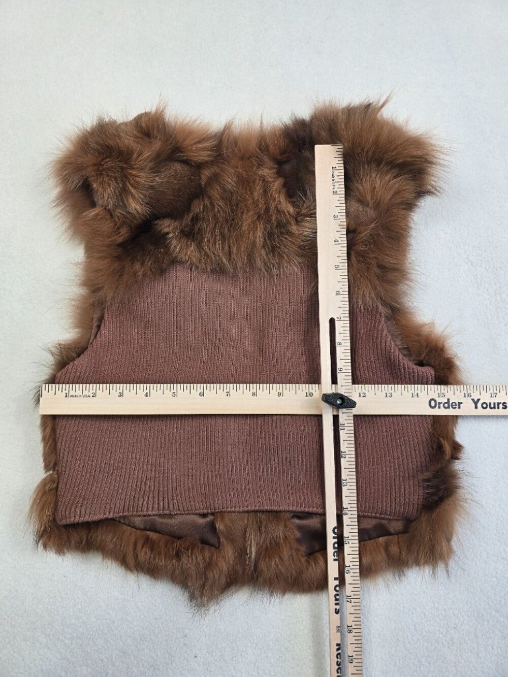 Bonnie Alex Womens XS/S Faux Fur Brown Vest - Picture 3 of 3